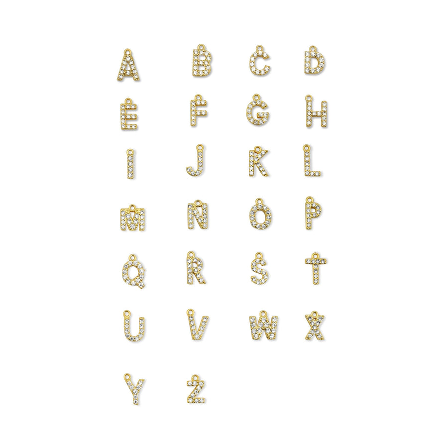 Ale Weston CZ Pave Letter Huggie Hoop Earrings Alphabet, 14k Gold Filled