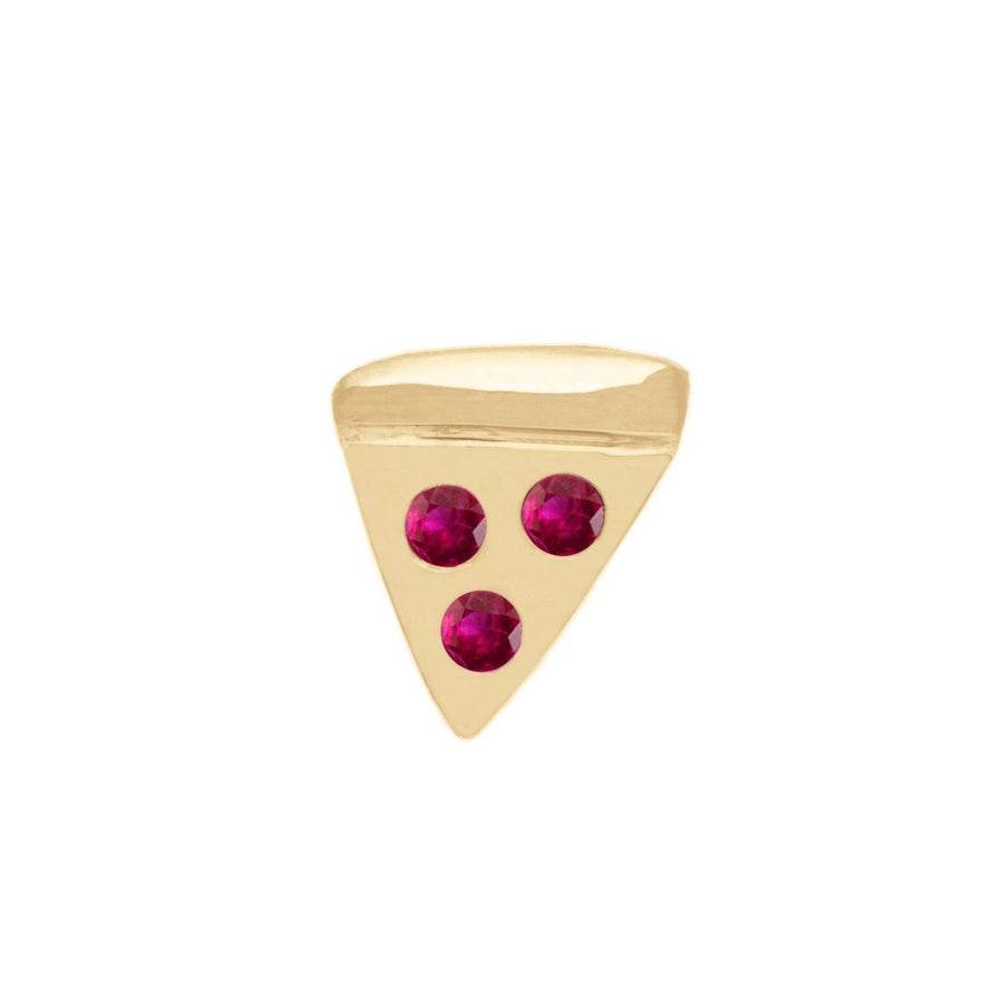 Ale Weston 14k Gold Pizza Stud - Pepperoni - Ruby Gemstones