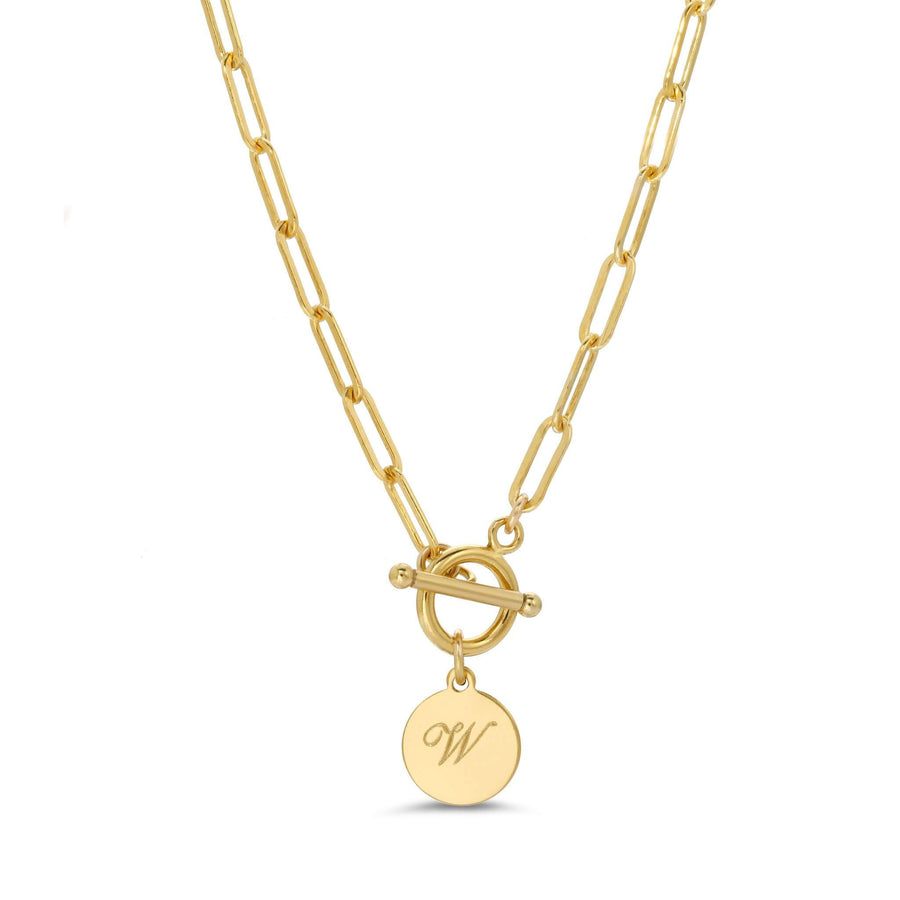 Ale Weston Engravable Disc Toggle Baby Link Necklace, 14K Gold filled