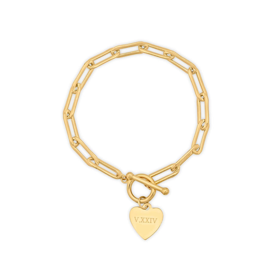 Ale Weston Heart Link Chain Engravable Toggle Bracelet, 14k Gold filled