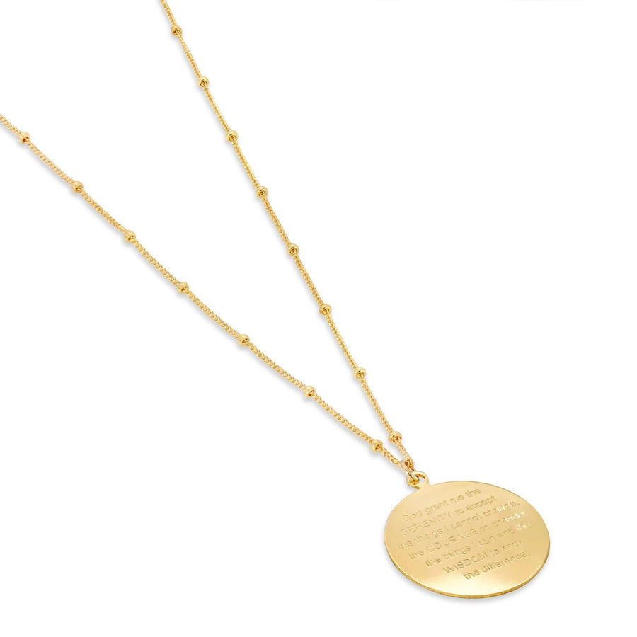 Side view of Ale Weston Serenity Prayer Necklace 14k gold filled