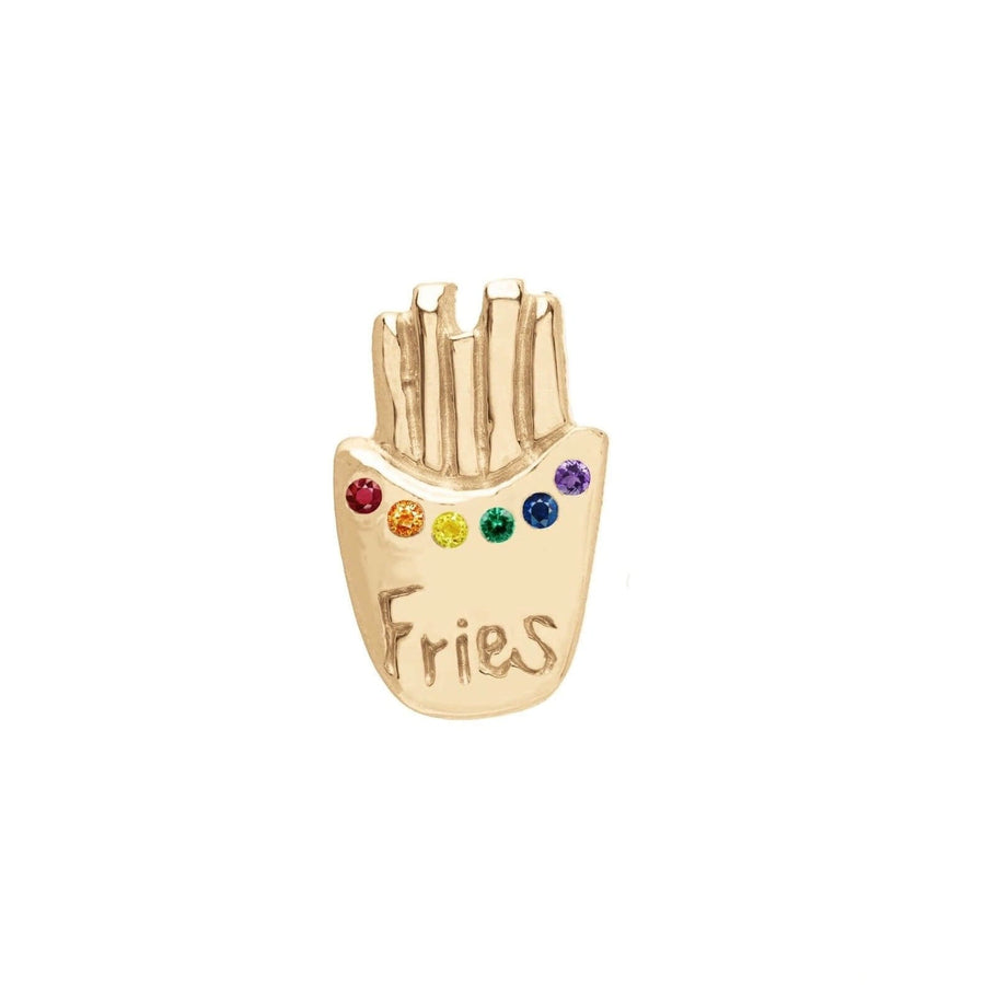 Ale Weston 14k Yellow Gold fries studs, Pride style