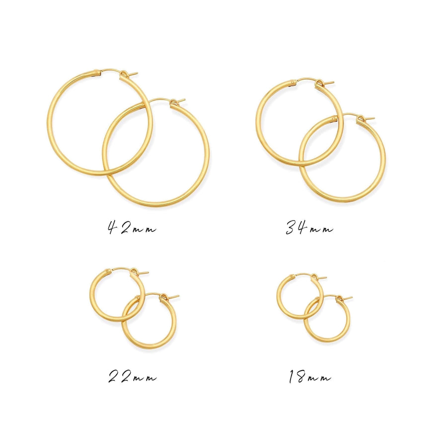 Ale Weston Gold Basic Hoop Earrings, 14k Gold filled, 4 sizes