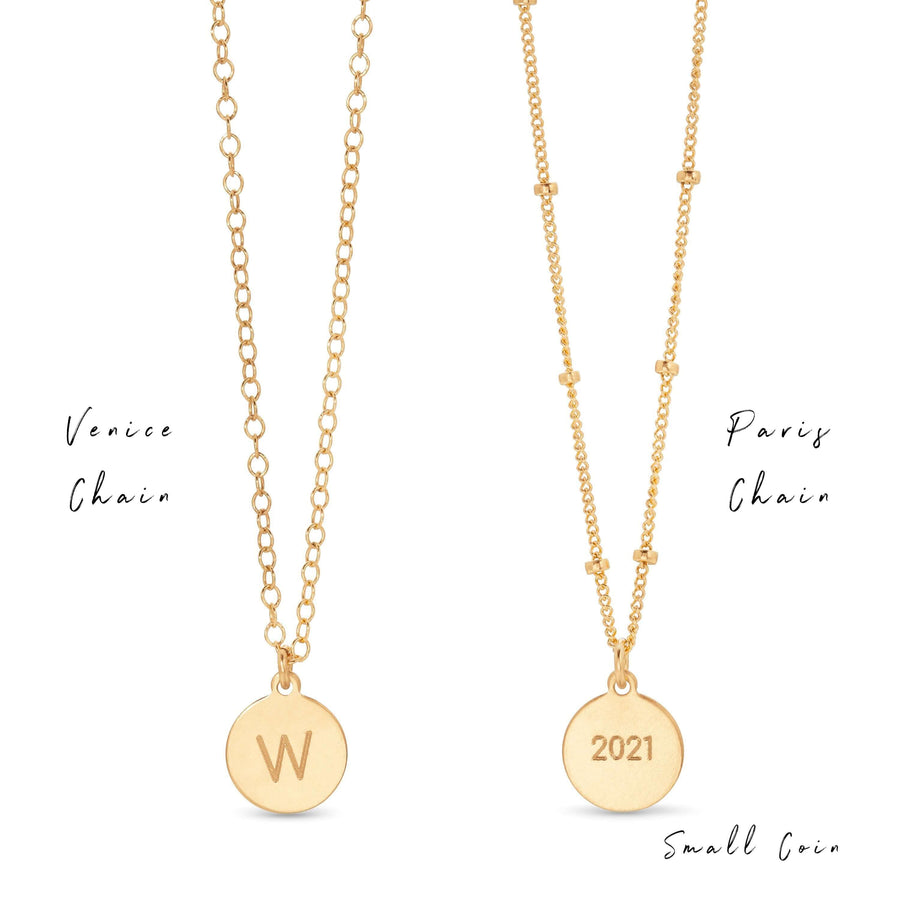 Ale-Weston-Bespoke-Coin-Necklace-Venice-Chain-Paris-Chains-Engravable- 14k gold filled