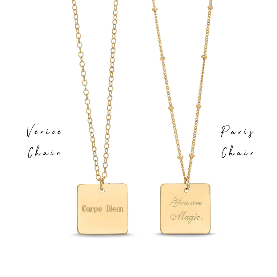    Ale-Weston-Bespoke-Square-Necklace-Venice-Chain-Paris-Chain-Engravable- 14k gold filled