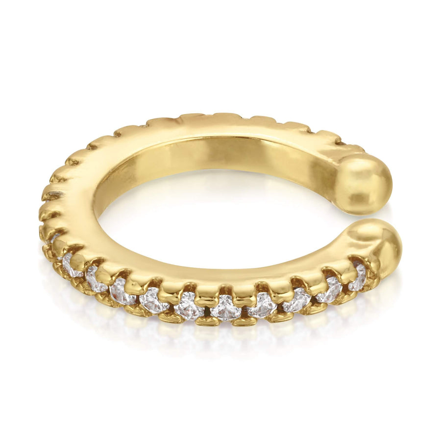 Overhead view of Ale Weston Eternity CZ Pave Ear Cuff, 14k Gold filled