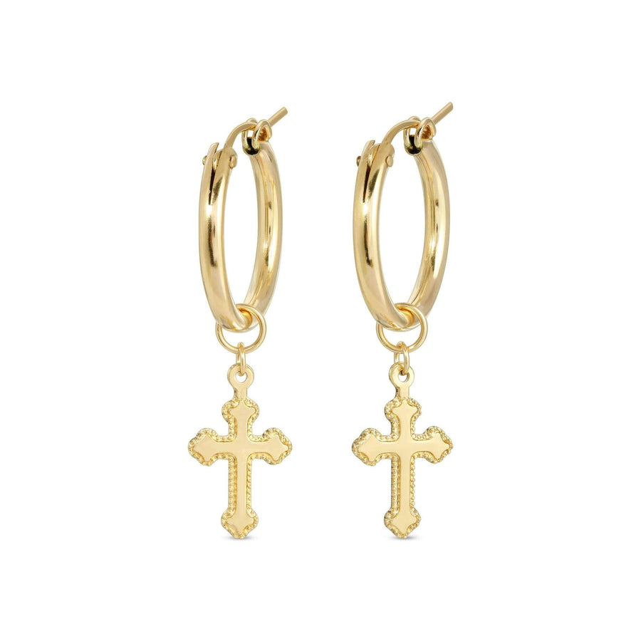 Ale Weston Cross Hoop Earrings, 14k Gold filled