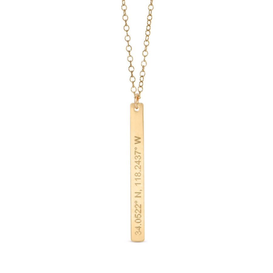 Ale Weston Dainty Vertical Bar Engravable Necklace, 14k Gold Filled