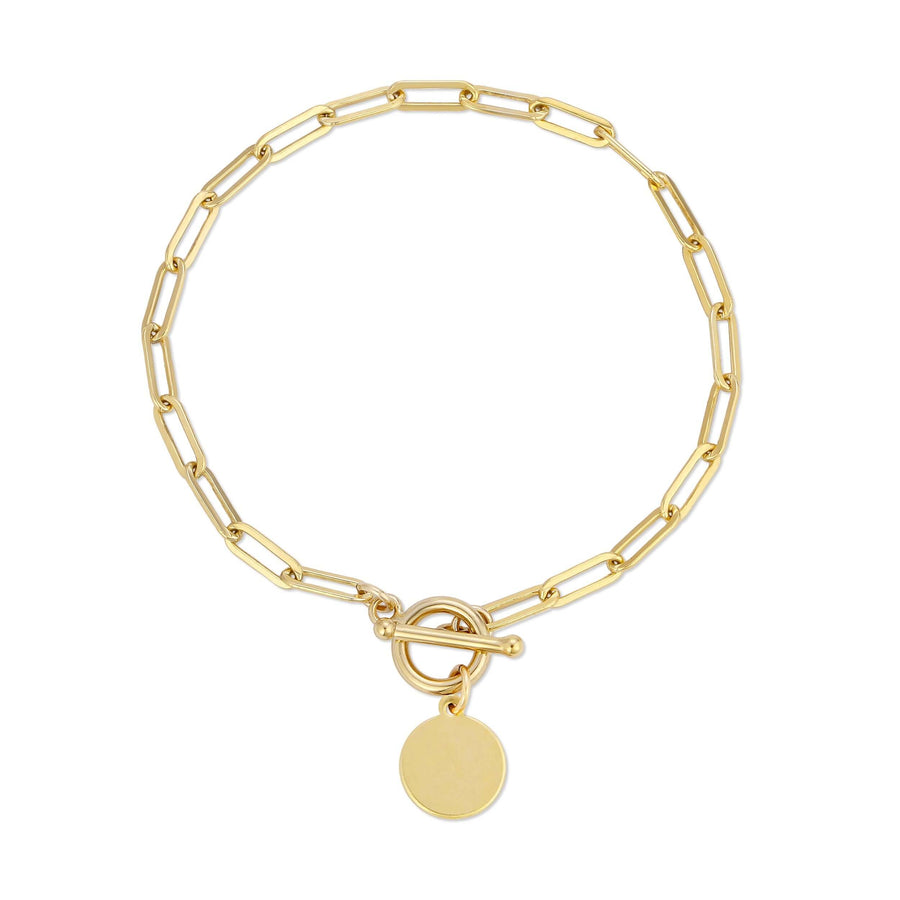 Ale Weston Disc Baby Link Engravable Toggle Bracelet, 14k Gold filled, Blank