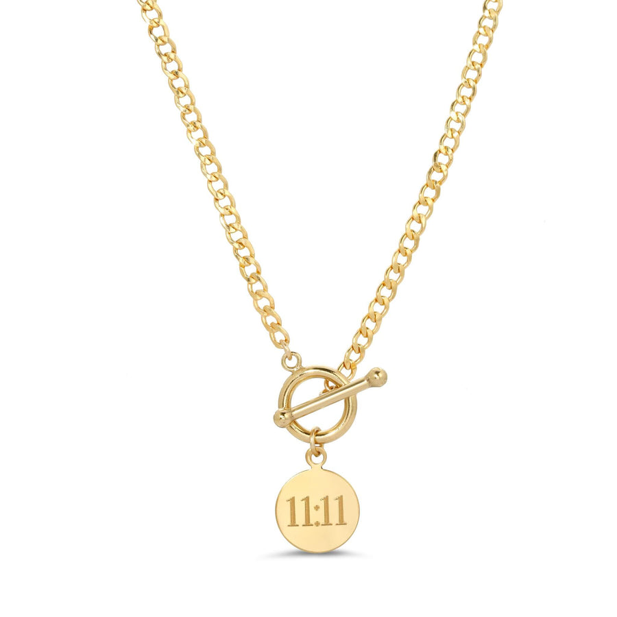 Ale Weston Engravable Disc Toggle Curb Chain Necklace