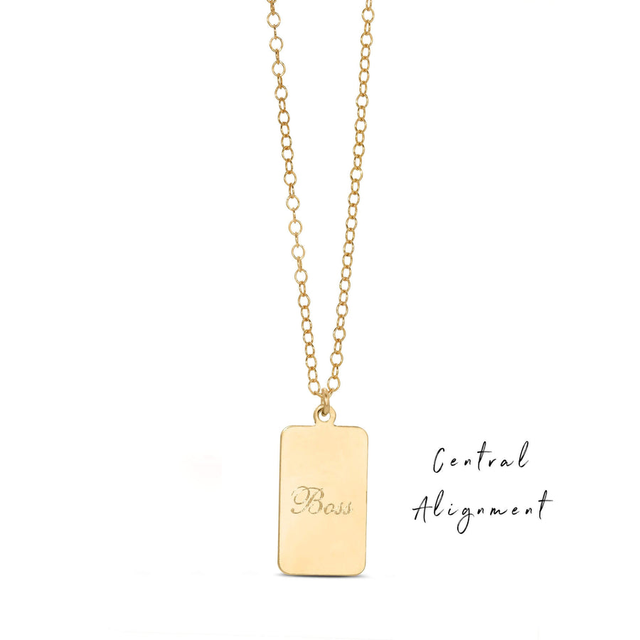 Ale Weston Dainty Tag Engravable Necklace , 14k Gold Filled, Central Alignment engraving