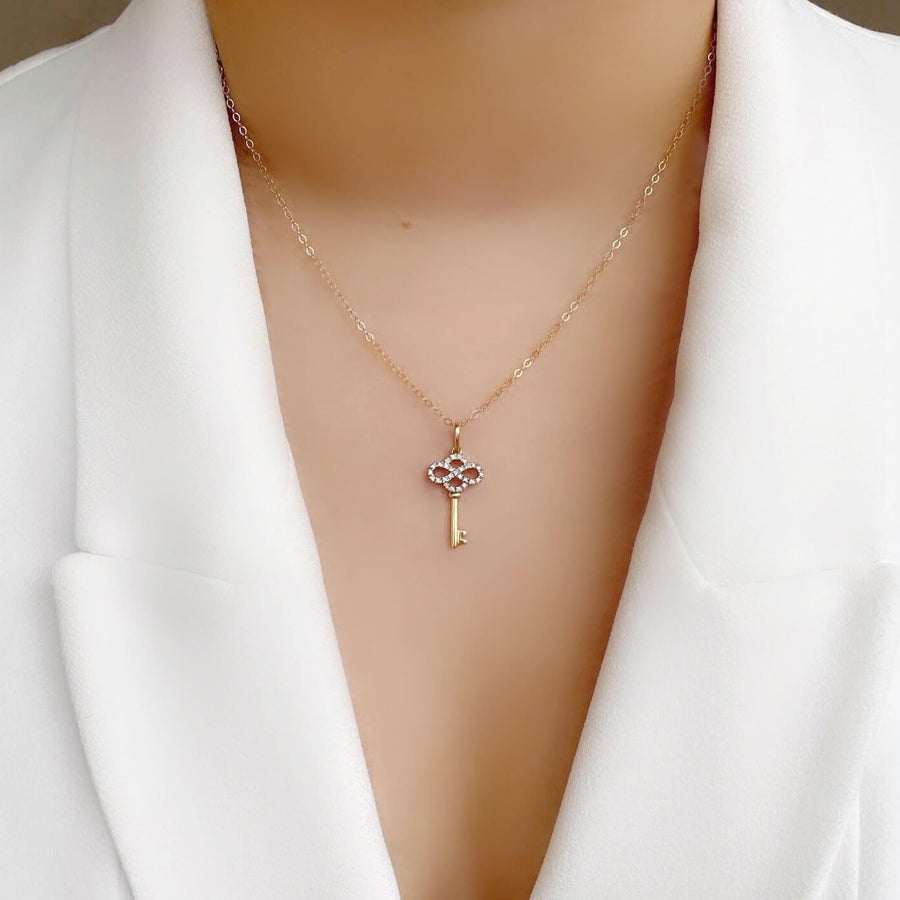    Ale-Weston-Forever-Key-Pave-Diamond-Necklace-14k-Gold