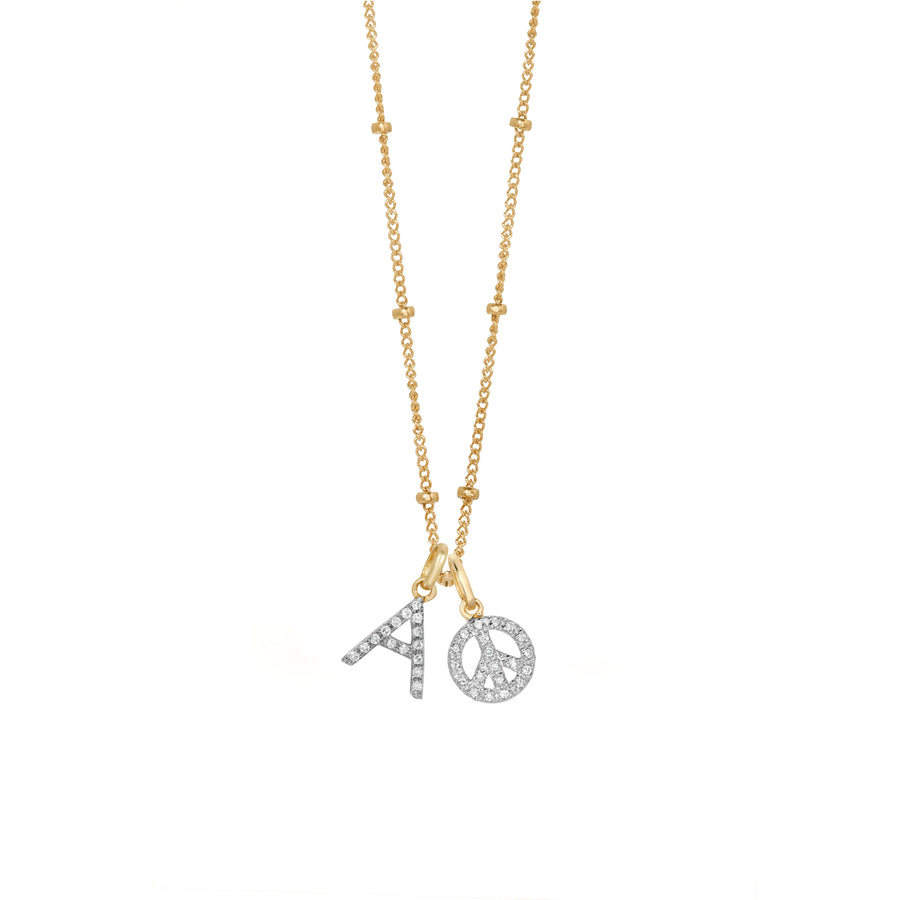 FOREVER YOU LETTER PEACE AND LOVE DIAMOND NECKLACE