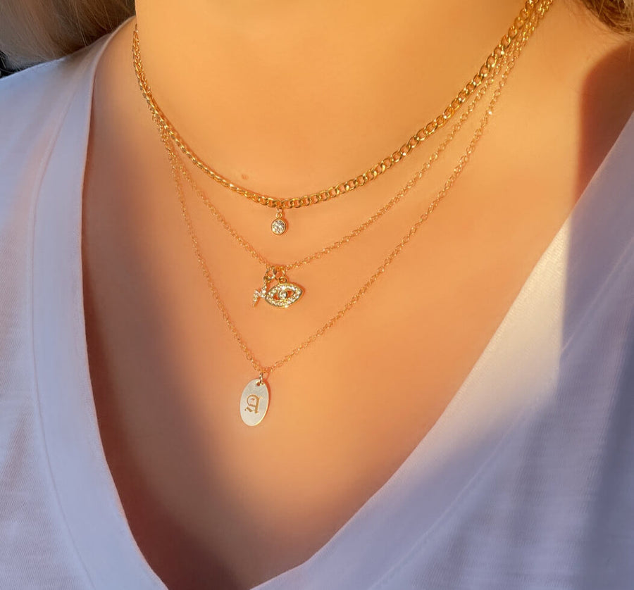 Ale-Weston-Solitaire-Miami-Necklace-Bespoke-Oval-Necklace-Venice-Chain-Necklace-Magic-Eye-Pave-Charm-Magic-Lightning-Pave-Charm