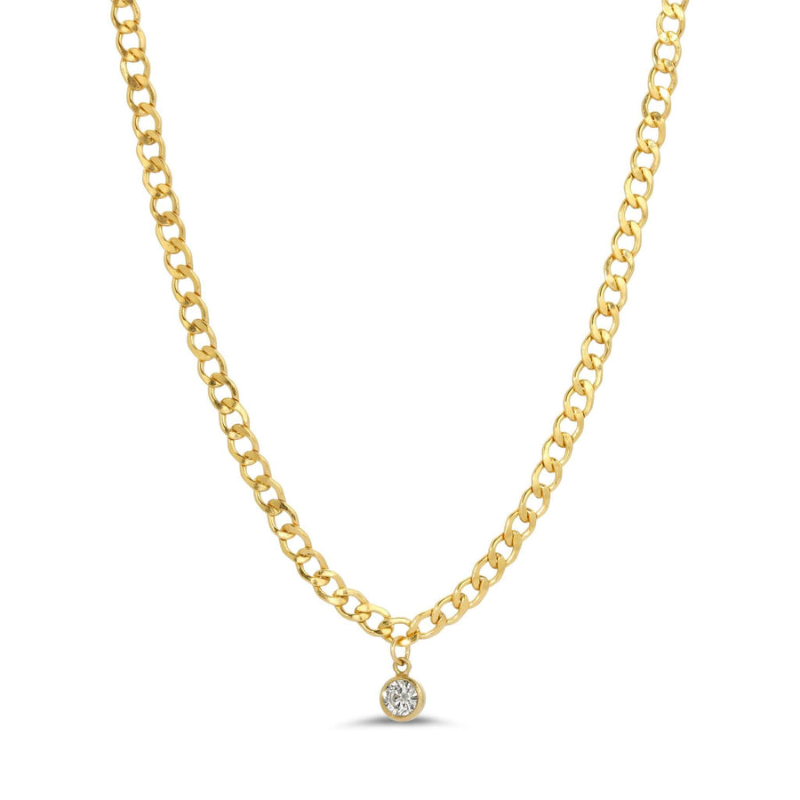 Ale Weston Solitaire Curb Chain CZ Necklace, 14k Gold Filled