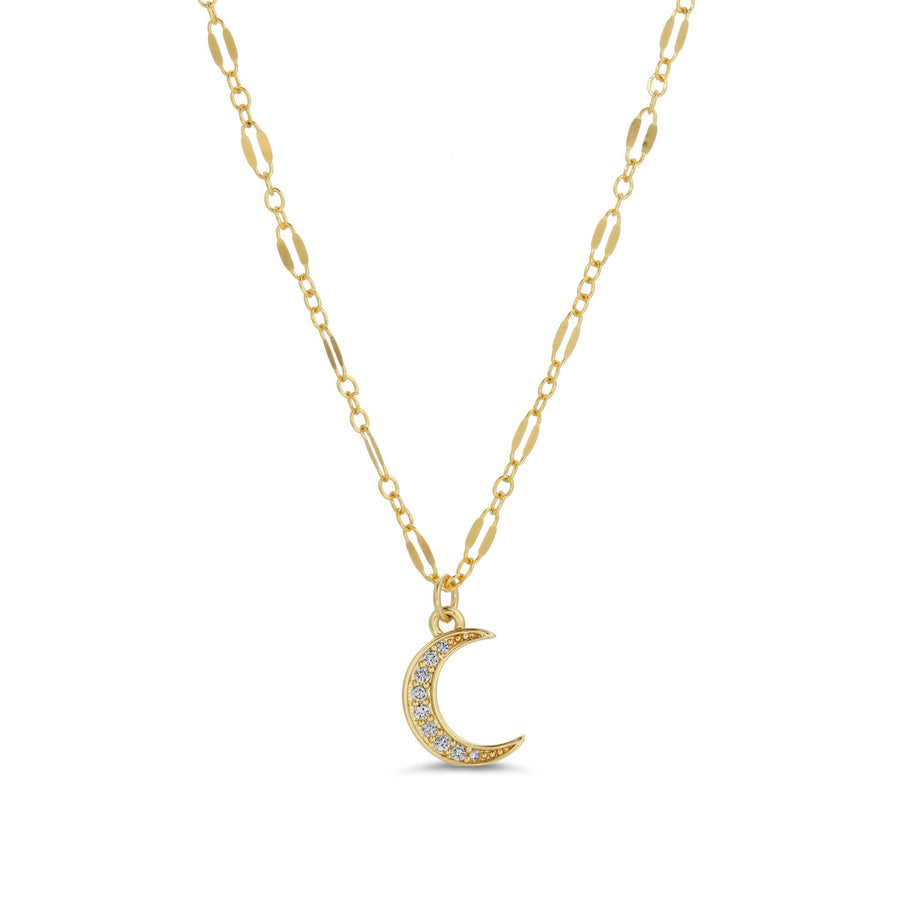 Ale Weston Sparkle Crescent Moon CZ Pave Necklace