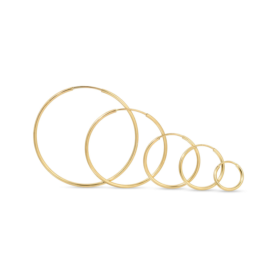 Ale Weston 14k Gold Endless Hoop Earrings, 14k Solid Gold, All sizes