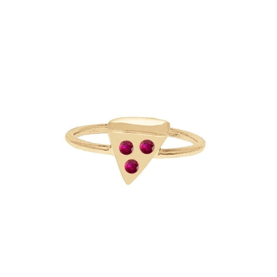 Ale Weston 14k Gold Pizza Ring, Pepperoni inspired style, Ruby