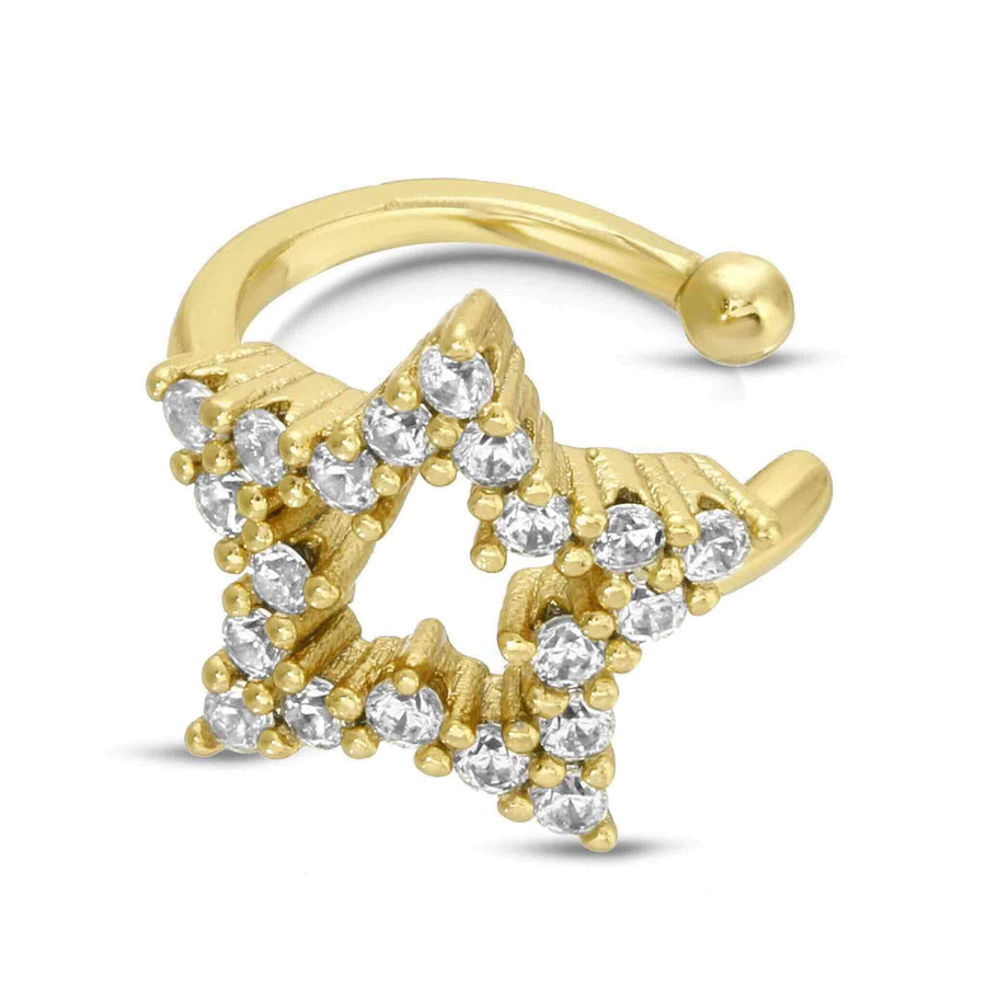 Above view of Ale Weston Star CZ Pave Ear Cuff, 18k Gold filled, Cubic zirconia, Single ear cuff