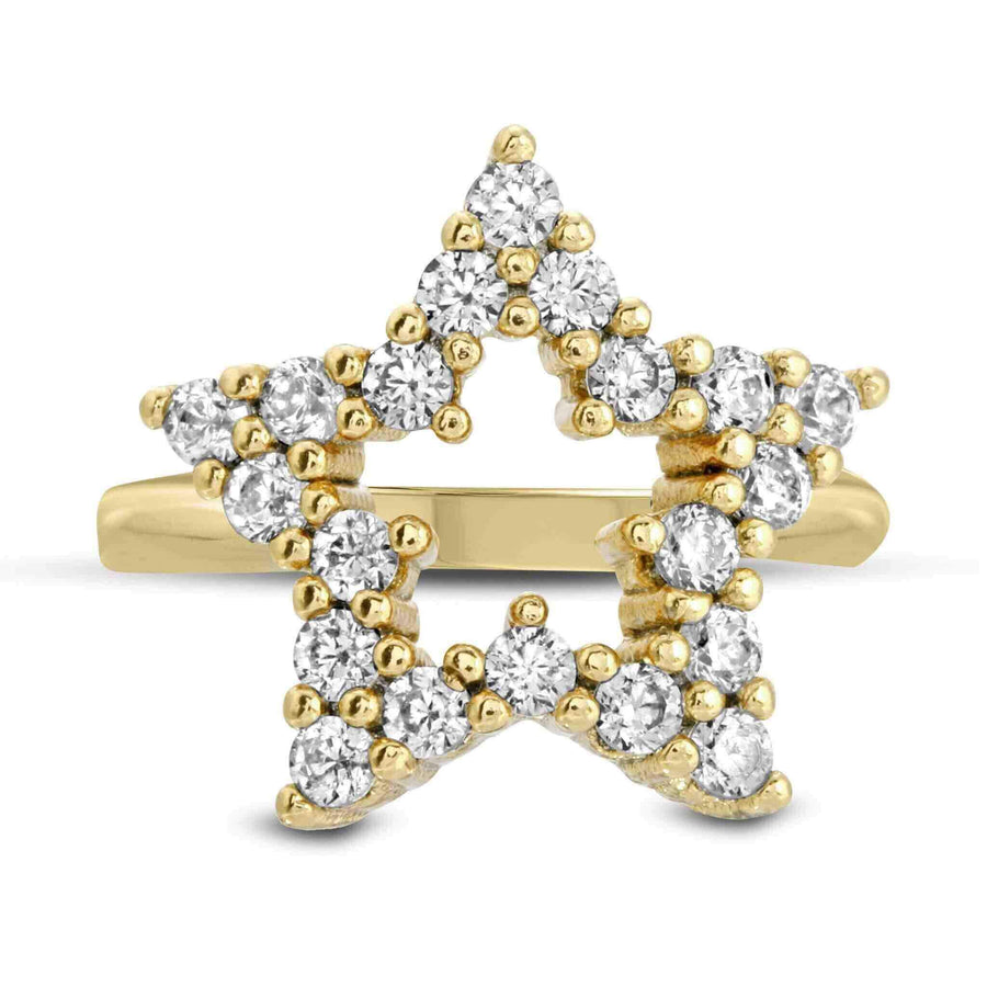 Side view of Ale Weston Star CZ Pave Ear Cuff, 18k Gold filled, Cubic zirconia, Single ear cuff