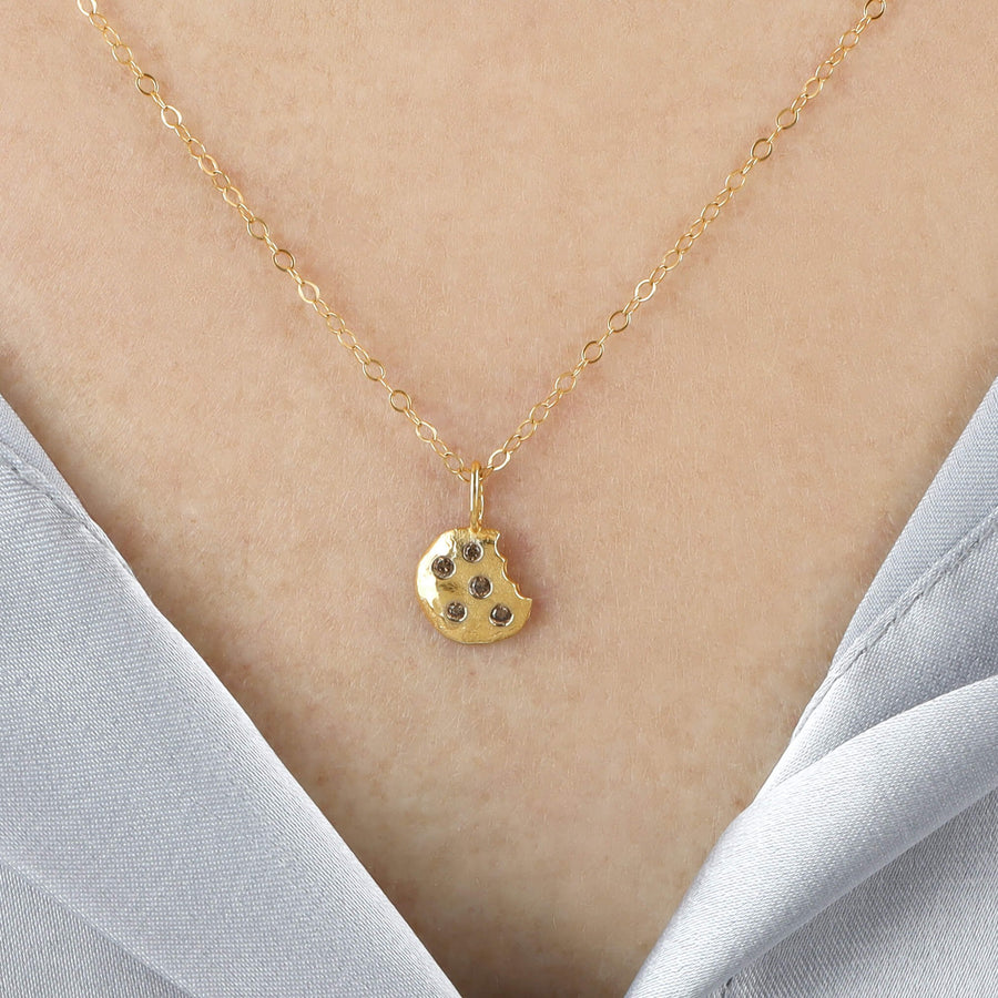 Chocolate Chip Cookie 14K Gold Diamond Necklace Ale Weston