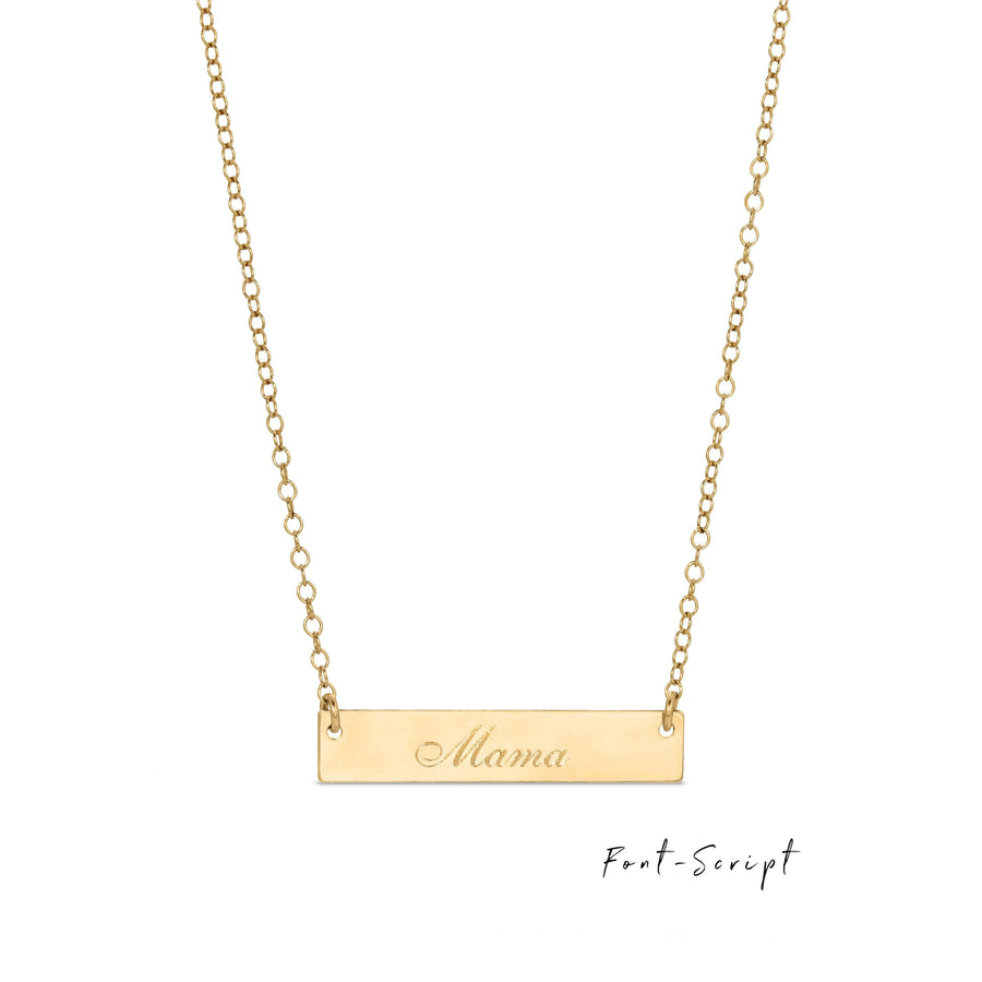 Ale Weston Horizontal Bar Engravable Necklace Font Script