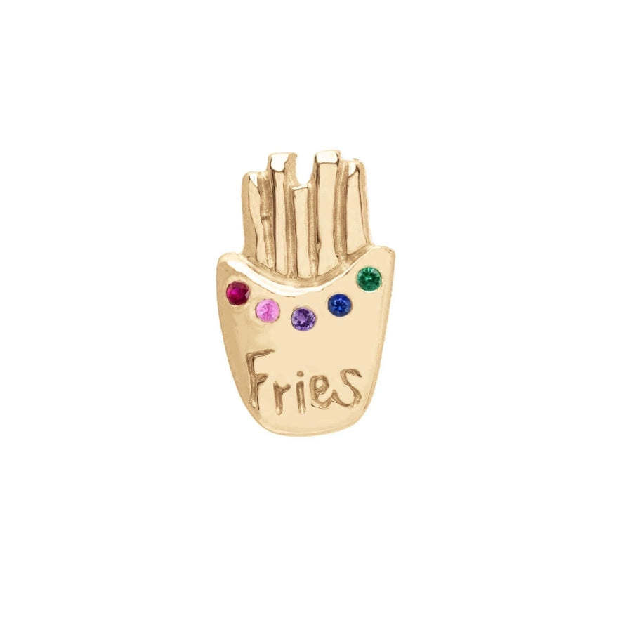 Ale Weston 14k Yellow Gold fries studs, single, Rainbow style