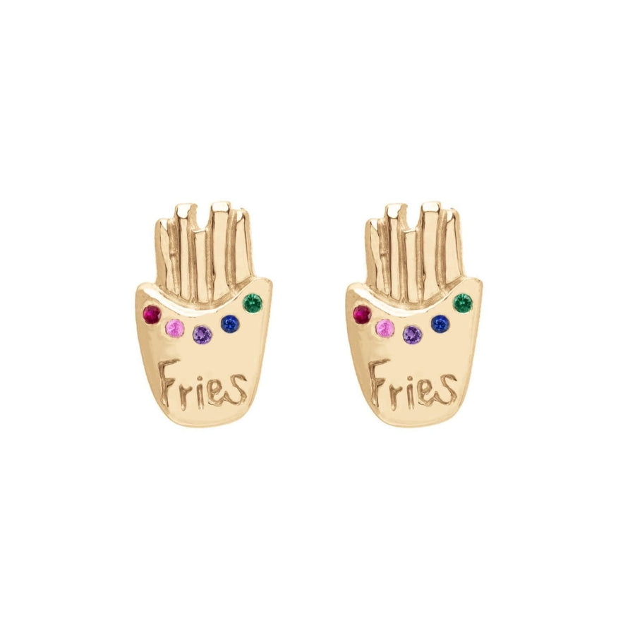 Ale Weston 14k Yellow Gold fries studs, pair, Rainbow style